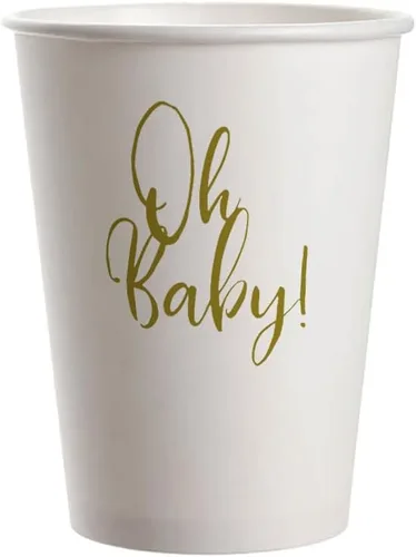 Miniatura 7 de Oh Baby - Vasos de fiesta para baby shower, paquete de 20 vasos de papel desechables dorados de 9 onzas para fiesta de baby shower