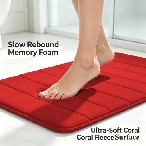 Miniatura 4 de Juego de 2 alfombras de baño de espuma viscoelástica, súper suaves, absorbentes, de secado rápido, alfombras de baño de espuma viscoelástica