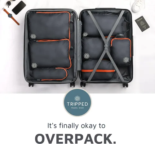 Miniatura 8 de TRIPPED Travel Gear - Cubos grandes de compresión para equipaje de viaje, organizadores de equipaje, juego de 7 piezas para equipaje facturado