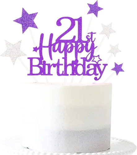 Miniatura 54 de Decoración brillante para tarta de primer cumpleaños feliz con estrella, adornos personalizados para tarta de 1 cumpleaños, decoraciones de fiesta