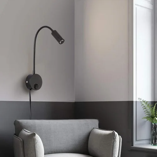 Miniatura 2 de Lámpara de lectura de pared, apliques de luz LED, 3 W, blanco cálido, 3000 K, enchufe para lectura de libros (2 unidades, cable de 3000 K)