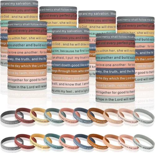 Estune 120 pulseras de versículos de la Biblia, con cita motivacional, pulseras de goma, pulseras de silicona religiosas, pulseras de silicona