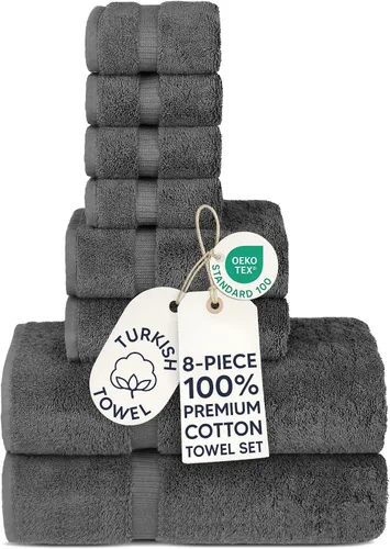 Miniatura 56 de Chakir Turkish Linens - Toallas turcas de 100% algodón, suaves y absorbentes (4 paños, color gris)