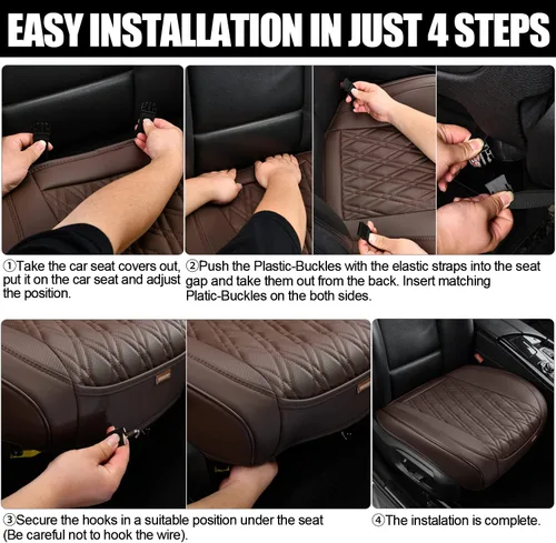 Miniatura 4 de TIEHESYT 1 funda de piel napa para automóvil, funda de asiento delantero inferior para automóvil, cojín de asiento sin respaldo, antideslizante