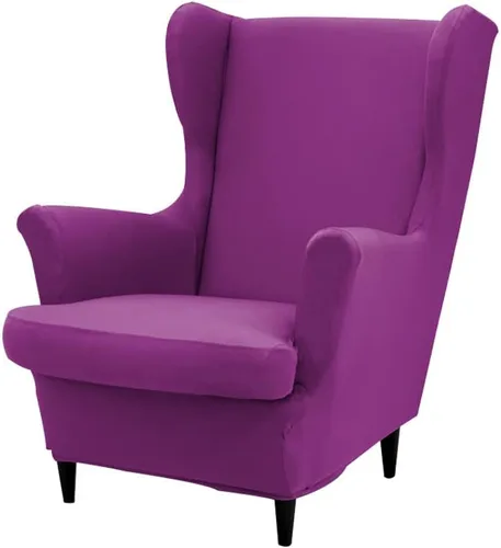 Miniatura 8 de Fundas para silla Wingback, 2 piezas, fundas elásticas para sillón de ala de color sólido con parte inferior elástica, protector de muebles