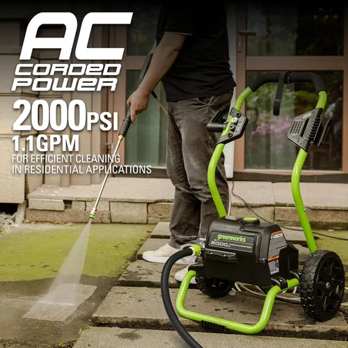 Miniatura 4 de Greenworks 2000 Max PSI @ 1.1 GPM (13 Amp) Lavadora a presión eléctrica GPW2000-1RG + limpiador de superficies accesorio universal 30012