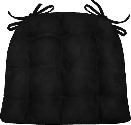 Miniatura 39 de Barnett Almohadilla para silla de comedor con lazos. Gamuza microfibra, microgamuza, reversible, relleno de espuma de látex, se puede lavar a Negro