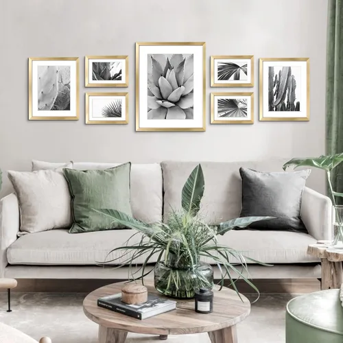 Miniatura 2 de ArtbyHannah Paquete de 7 marcos de fotos dorados para galería de pared, impresiones artísticas botánicas decorativas para marcos de fotos, collages