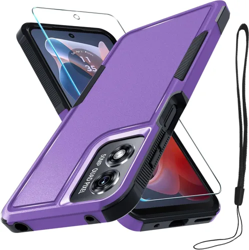 Miniatura 10 de Funda compatible con Moto G 5G 2024, cuerpo completo, resistente, resistente, a prueba de golpes, con correa de cordón, protector de pantalla