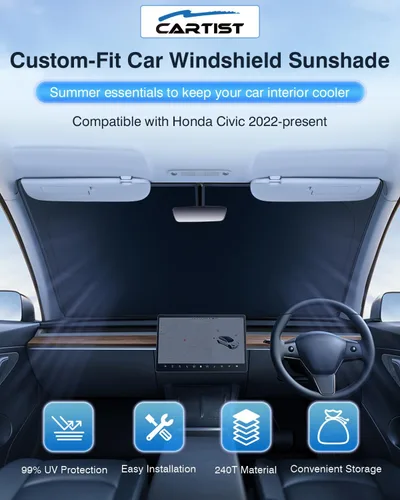 Miniatura 2 de Parasol para parabrisas de ajuste personalizado para Honda Civic 2022-2025 2026, parasol para accesorios Civic, visera plegable para ventana