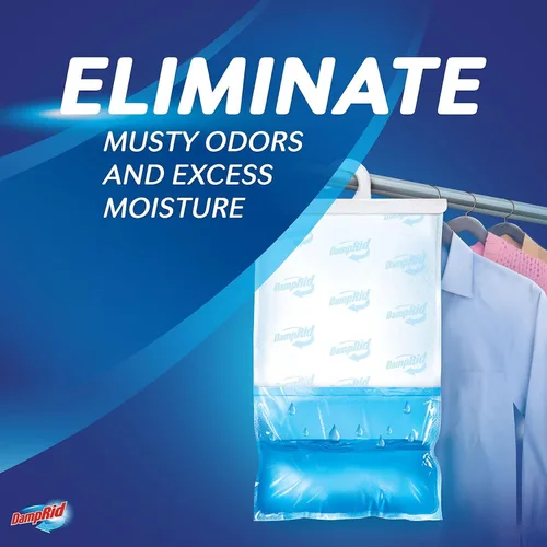 Miniatura 4 de Bolsas colgantes de absorción de humedad Damp Rid - 2 paquetes individuales de 15.4oz sin fragancia - Desodorante para armario y eliminador