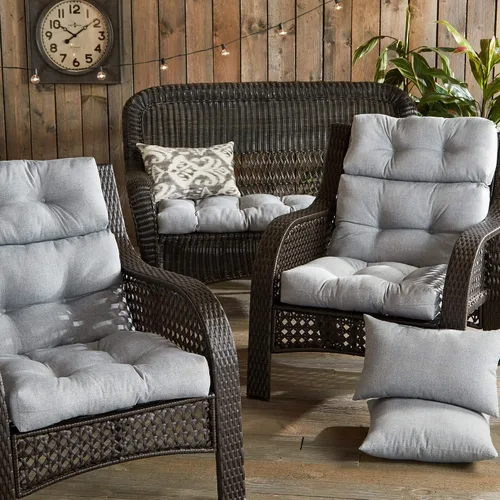 Miniatura 6 de South Pine Porch Cojín para silla de respaldo alto para exteriores, gris jaspeado