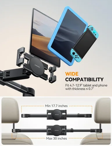 Miniatura 6 de JOYROOM Soporte para tablet iPad para asiento trasero de automóvil, brazo de extensión, soporte para iPad Pro, Air, Mini, Galaxy Tab, Kindle Fire
