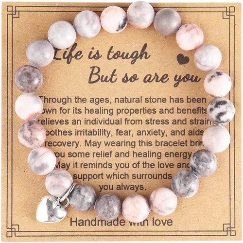 Regalos Get Well Soon pulseras de relajación curativa de piedra natural, regalos inspiradores para mujeres, hombres, adolescentes, niñas, 0.315 in,