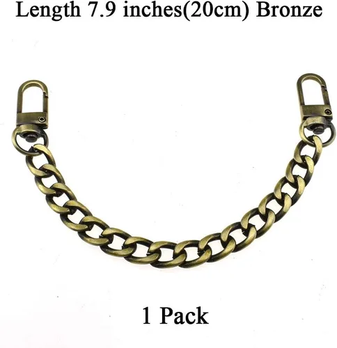 Miniatura 2 de Hahiyo - Correa metálica de cadena para bolso, correa de hombro para bolso cruzado, bandolera de 7.9 pulgadas, bronce, cómoda y plana de 0.4