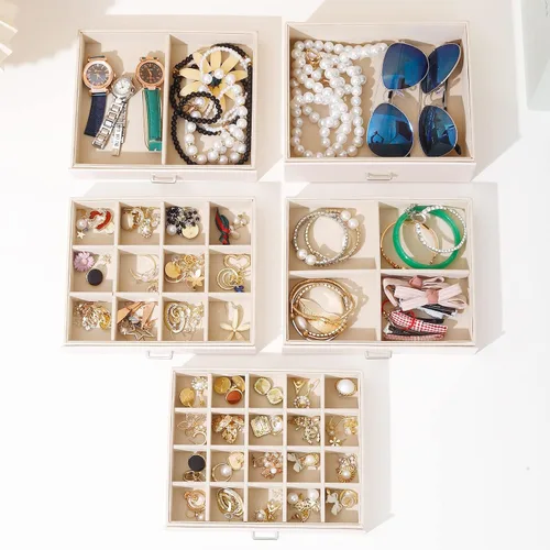 Miniatura 7 de BOOVO Joyero para mujer, organizador de joyas grande de 6 capas con espejo, caja de almacenamiento multifunción con cerradura, soporte de accesorios