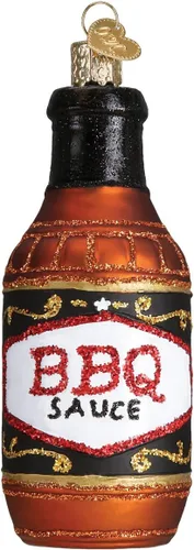 Old World Christmas - Adorno de vidrio soplado de salsa barbacoa para árbol de Navidad, decoración festiva artesanal, colección de salsas