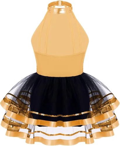 Miniatura 47 de CHICTRY Vestido tutú de ballet con lentejuelas brillantes para niñas y niñas, moderno disfraz de baile latino de jazz