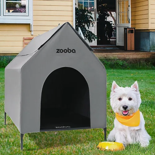 Miniatura 14 de Zooba Casa para perros 2 en 1 de 29 pulgadas para perros medianos, casa elevada para perros al aire libre e interior, refugio elevado para mascotas