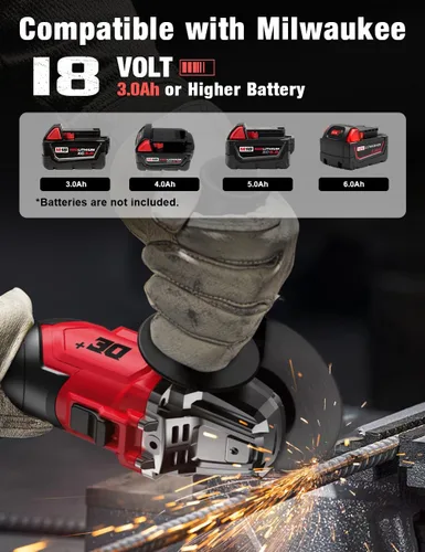 Miniatura 3 de Amoladora angular sin escobillas para batería Milwaukee M18, amoladora angular pequeña inalámbrica de 4 – 1/2 pulgadas con mango auxiliar, 10 lijas