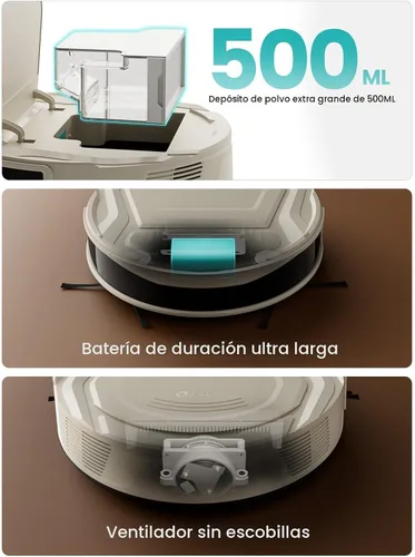 Miniatura 9 de Lefant Aspiradora robot M210 Pro, fuerte succión de 2200 Pa, tiempo de funcionamiento de 120 minutos, súper delgada, de bajo ruido, carga