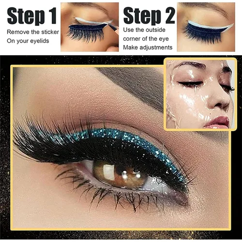 Miniatura 4 de Pestañas postizas, delineador de ojos reutilizables y calcomanías de pestañas de 7 colores, impermeables, fáciles de poner y quitar, pestañas