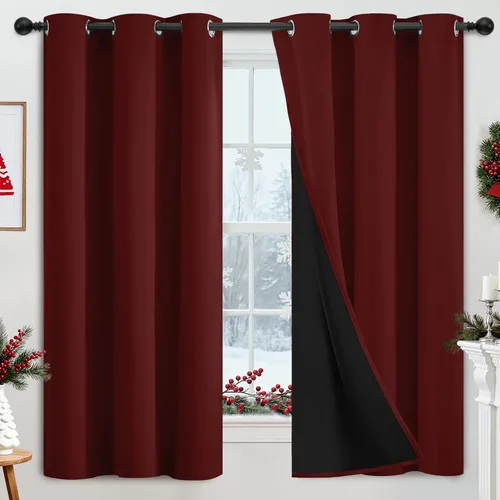 Miniatura 291 de Yakamok Cortinas negras, cortinas de ventana con aislamiento térmico y eficiencia energética para dormitorio, cortinas opacas completas y cortinas