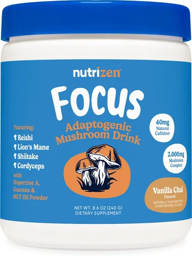 Miniatura 6 de Nutricost Nutrizen AM Focus - Bebida adaptogénica de hongos (sabor a café con leche) 30 porciones, incluye Reishi, melena de león, shiitake