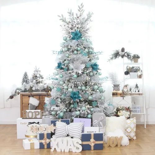 Miniatura 5 de Sea Team Paquete de 41 adornos de bolas de Navidad con cuerdas, bolas de tamaño mediano de 2.36 pulgadas, bombillas de Navidad de plástico Menta