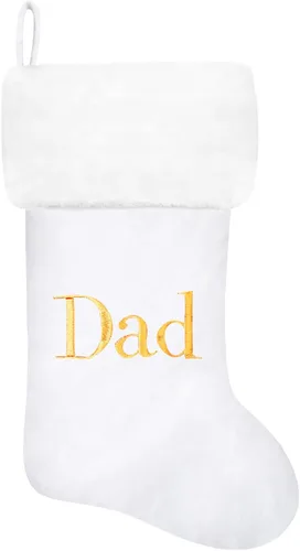 Miniatura 137 de Calcetines de Navidad bordados de 20 pulgadas con monograma, terciopelo negro con puño de felpa blanca supersuave, adornos clásicos para decoración