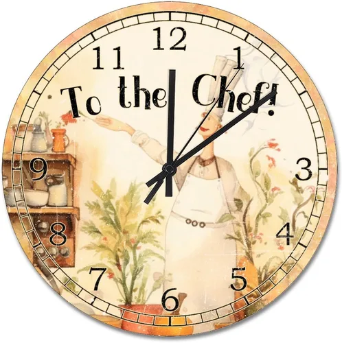 Miniatura 10 de ArogGeld Reloj de cocina de chef con números arábigos, reloj de pared personalizado de 10 pulgadas, funciona con pilas, decoración de pared