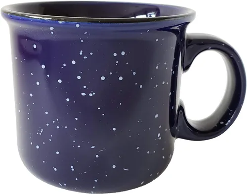 Miniatura 2 de Taza de café de cerámica de 14 onzas (juego de 4), color azul con acabado moteado, taza duradera de pared gruesa estilo campamento para exteriores