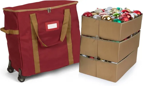 Miniatura 94 de Covermates Keepsakes Bolsa de almacenamiento ajustable para adornos, poliéster resistente, separadores acolchados y bandejas FlexGrid, organizador