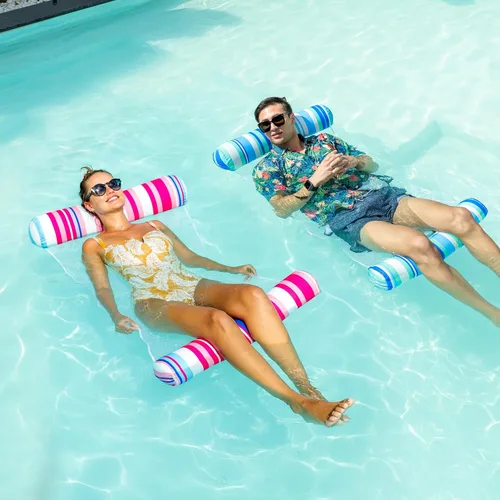 Miniatura 4 de FindUWill Paquete de 2 flotadores de tela para piscina de agua, XL, hamacas inflables multiusos para agua