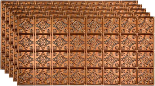 Miniatura 11 de FASÄDE Panel de techo decorativo de vinilo con pegamento de estilo tradicional y patrón 1 en níquel cepillado (muestra de 12 x 12 pulgadas)
