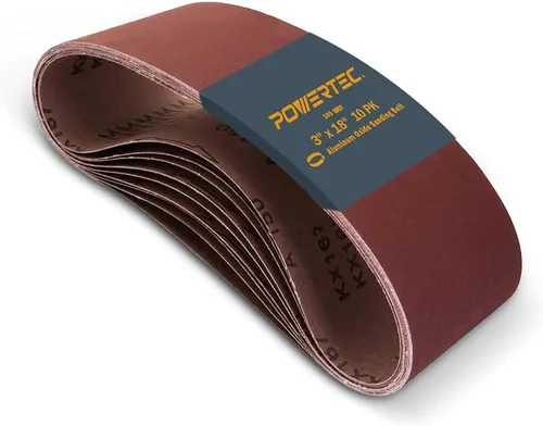 Miniatura 13 de POWERTEC Sanding Belts, Aluminum Oxide Belt Sander Sanding Belt for Portable Belt Sander, Woodworking, Metal Polishin