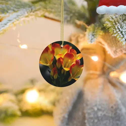 Miniatura 12 de Adornos de cerámica para árbol de Navidad, diseño de lobo del bosque, adornos redondos de cerámica, divertidas decoraciones de Navidad, colgantes
