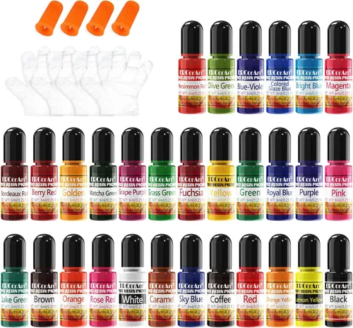Pigmento de resina epoxi – 30 colores de resina UV transparente, colorante de resina epoxi altamente concentrado para kit de fabricación de joyas,
