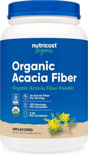 Nutricost Polvo de fibra de acacia orgánica (2 libras) - Certificado orgánico por USDA, sin OMG, sin gluten