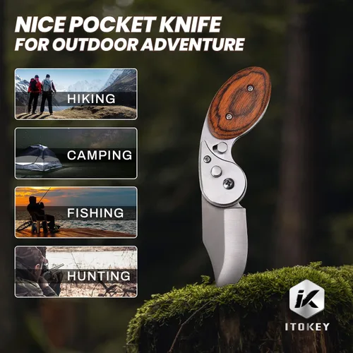 Miniatura 8 de ITOKEY Cuchillo de bolsillo pequeño para hombres y mujeres, cuchillos plegables EDC, herramienta de bolsillo cortacajas para uso diario, regalos