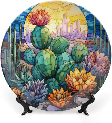 Miniatura 17 de Platos decorativos, placa de cerámica con estampado de globos de aire caliente, plato de cena tambaleante con soporte de exhibición, decoración