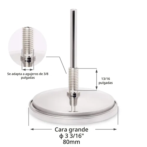 Miniatura 2 de Medidor de temperatura de barbacoa de 3 3/16 pulgadas para foso ahumador de madera y carbón, termómetro analógico de parrilla de cara grande