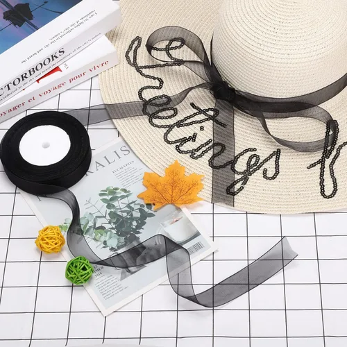 Miniatura 5 de molshine Cinta de organza transparente brillante de 50 yardas x 1 pulgada, cintas de tela de gasa para ramos de guirnaldas, lazo, boda, envoltura