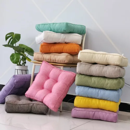 Miniatura 3 de Cojín cuadrado sólido de 16 pulgadas para silla, estilo tatami, cojín antideslizante y grueso, tapete suave para silla de oficina, cocina, comedor