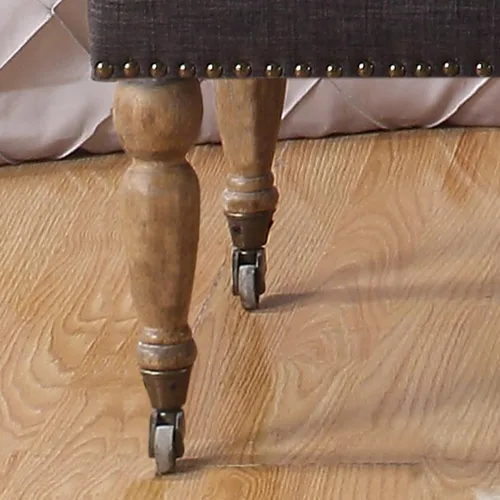 Miniatura 4 de Rosevera Berta - Parte superior tapizada de poliéster con cabeza de clavo, banco rectangular para sala de estar, reposapiés, dormitorio, entrada