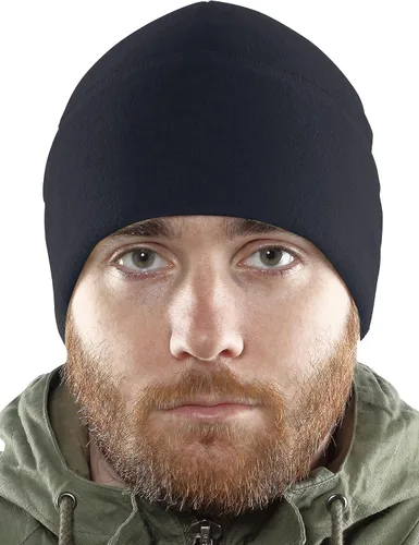 2SBR 2SABERS Gorro de vellón cálido de invierno - Gorro de cráneo para hombre, para clima frío al aire libre, negro