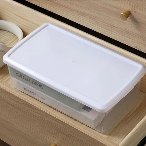 Miniatura 6 de novelinks Paquete de 8 contenedores de almacenamiento de plástico transparente de 6 cuartos de galón con tapas, cajas apilables para zapatos, Blanco