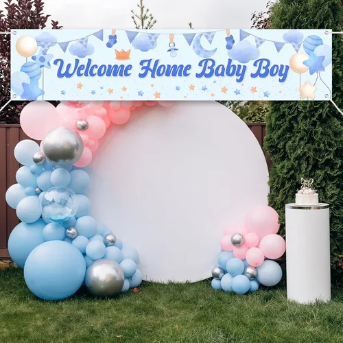 Miniatura 6 de Cartel de bienvenida a casa para bebé, decoración de baby shower, letrero grande de tela para revelación de género, suministros de decoración