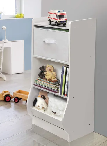 Miniatura 6 de Badger Basket Rincón de almacenamiento vertical para niños y libros con cesta de tela reversible, color blanco