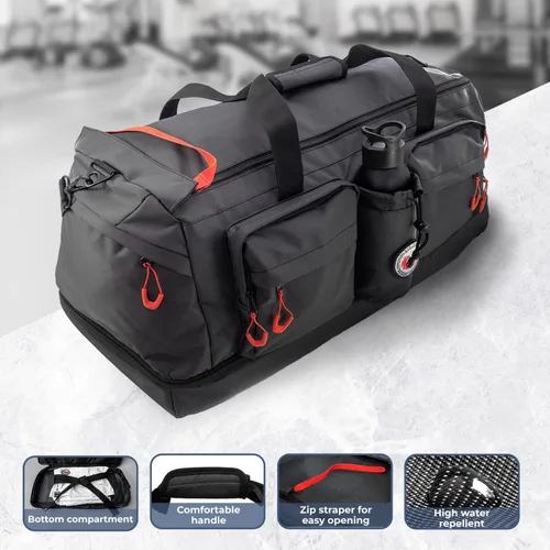 Miniatura 3 de Bolsa deportiva 3 en 1 grande de viaje color negro - Función de mochila y paredes de división - ca. 75 L con 7 bolsillos y sección inferior separada